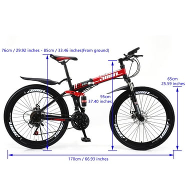 Unisex Adult Mountain Bike Full Suspension 26" 21 Speed MTB Folding Bicycle
