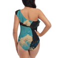thumbnail image 5 of Picia Blue Watercolor Duck Pattern Women's One Piece Swimsuits,One Shoulder Swimwear Asymmetric ,Ruffle Monokinis Bathing Suits,High Waisted Flattering Bathing Suits-Small, 5 of 8