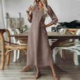 thumbnail image 5 of cocolona Womens Summer Long Dress Loose V Neck 3/4 Sleeve Sun Dress Fashion Solid Color Vacation Beach Dress, 5 of 6