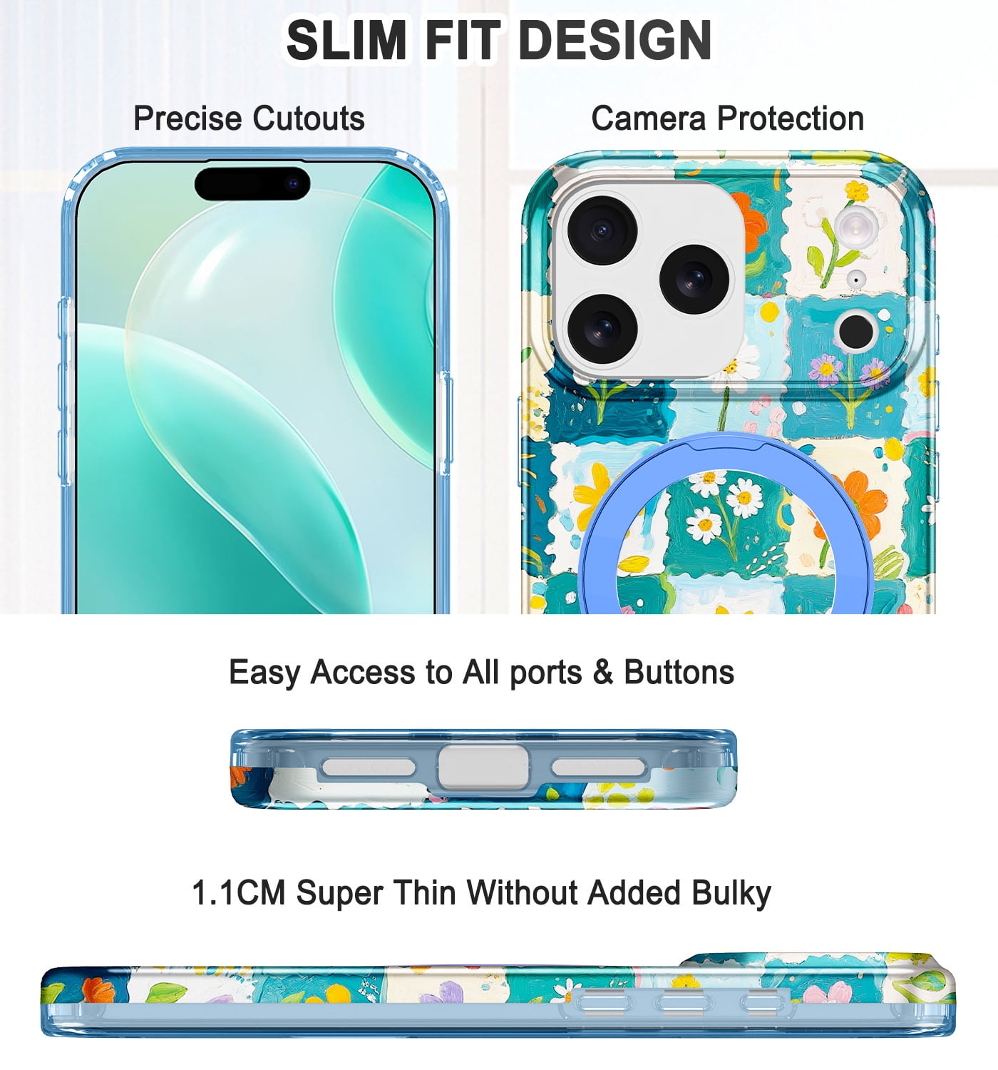 CASEFIV for iPhone 17 Pro Case with Magnetic Invisible Ring Stand [Compatible with Mag-Safe],Full Body Rugged Slim Shockproof Marble Pattern Design Casefor Women Men Girls,Rose Gold