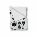 thumbnail image 2 of Hipster Soft Flannel Fleece Blanket, Cartoon Style Doodles with Space Themes Aliens Spaceships Beasts Abstract Artwork, Cozy Plush for Indoor and Outdoor Use, 70" x 90", Black White, by Ambesonne, 2 of 6