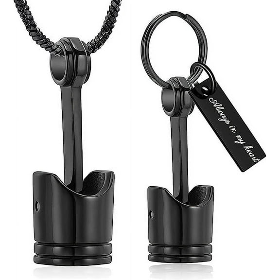 2 Pack Car Parts Cremation Jewelry Piston Urn Necklace   Urn Keychain Keyring for Men Piston Ashes Keepsake Memorial Jewelry