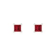 thumbnail image 3 of 0.5 Ct Princess Cut Studs Pink Tourmaline 18K White Solid Solid Gold Everyday Dainty Earrings Push Back, 3 of 7
