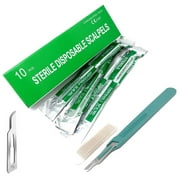 Disposable Scalpels #15, 10/bx Stainless Steel Blades, Plastic Handle