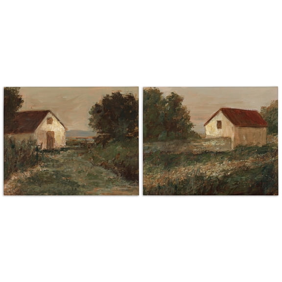 Stupell Industries Traditional Country Farmland Landscape & Nature Painting Wrapped Canvas Art Print Wall Art, 20 x 16, Set of 2