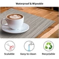 thumbnail image 4 of Astarin Placemats, Woven Crossweave Placemat for Dining Table, PVC Vinyl Kitchen Mat, Set of 4, 12x18 Inches, Light Grey, 4 of 7