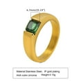thumbnail image 2 of PAMTIER Women's Stainless Steel Domen Simple Gold Plated Green Square Crystal Cubic Zirconia Inlay Stackable Ring Wedding Band Comfort Fit Size 8, 2 of 6