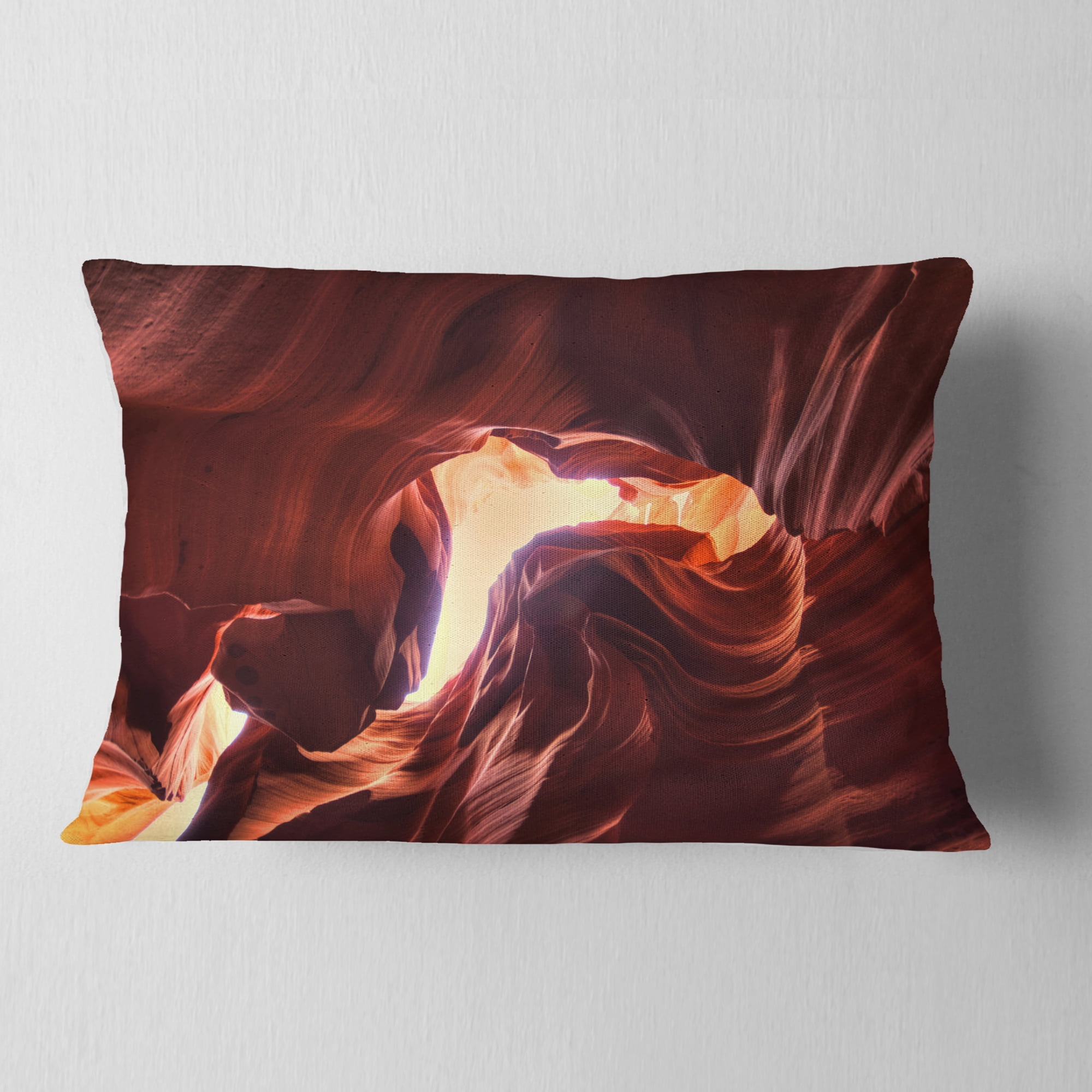 Designart Stone Structures In Lower Antelope Canyon - Photography Throw Pillow - 12x20