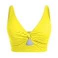 thumbnail image 4 of Arnsht Bikini Tops for Women Cropped Tankini Tops Beach Push-Up Padded Knot Twist Cut Out Adjustable Tank Swimwear Top Only Yellow XL, 4 of 5