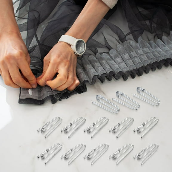 Supvox 50pcs Metal Drapery Hooks Support Heavy Drapes for Home Decoration