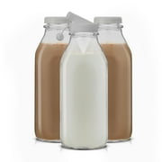Brightware Glass Milk Bottles – 32 oz – Set of 3