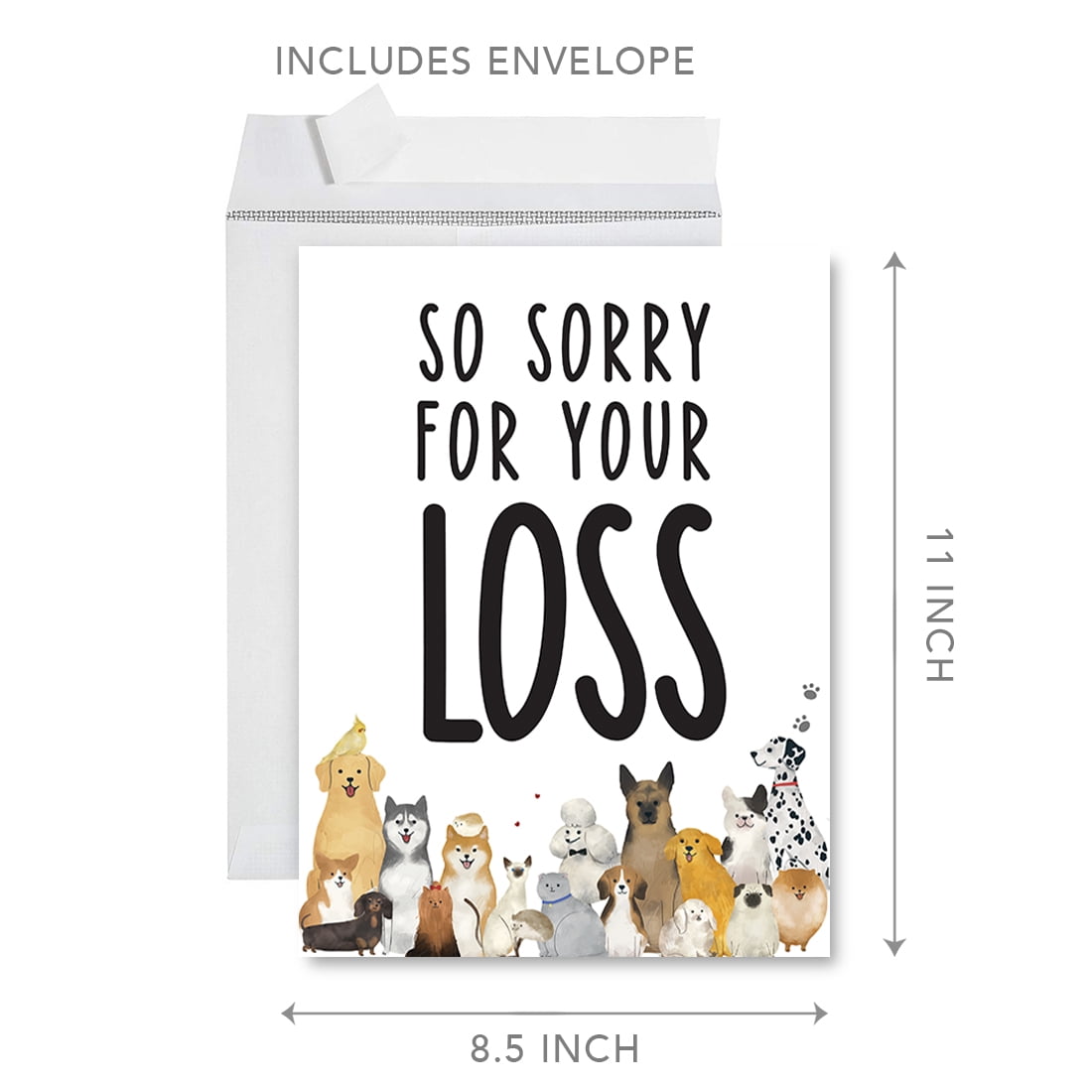 Koyal Wholesale Jumbo Pet Sympathy Card with Envelope, So