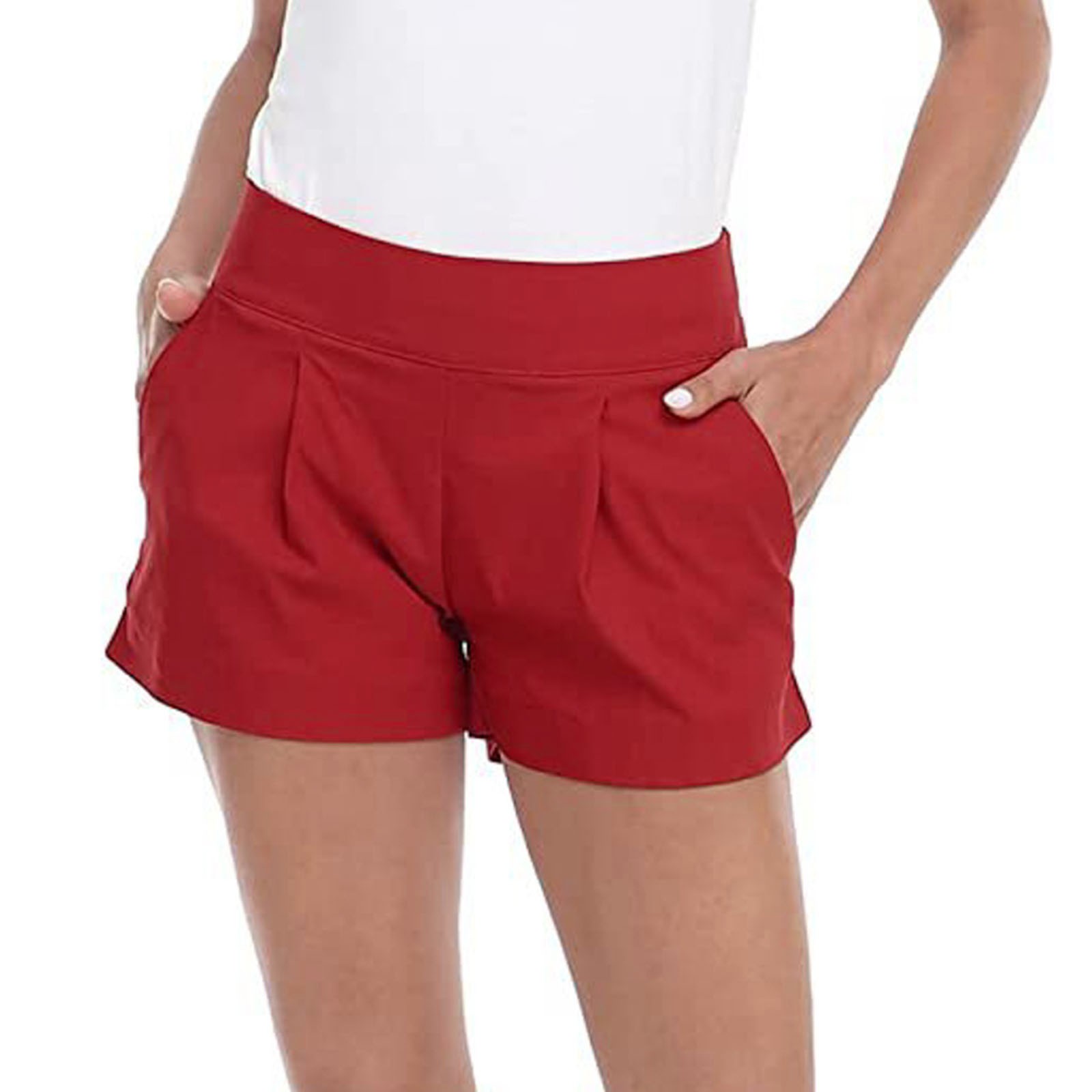 Riforla Women Pants Women's Dress Shorts 3" Inseam Elastic High Waisted