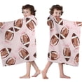 thumbnail image 4 of Pink Footballs with Bows Pattern Hooded Bath Towel，50"x30" for Ages 3 To 12 Kids, Quick Dry Lightweight Soft Microfiber Hood Beach Towel Cover Up for Kids, 4 of 7