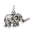 thumbnail image 3 of 925 Sterling Silver Solid Oxidized Elephant Charm 19x20mm Wide Pendant Necklace for Women, 3 of 5