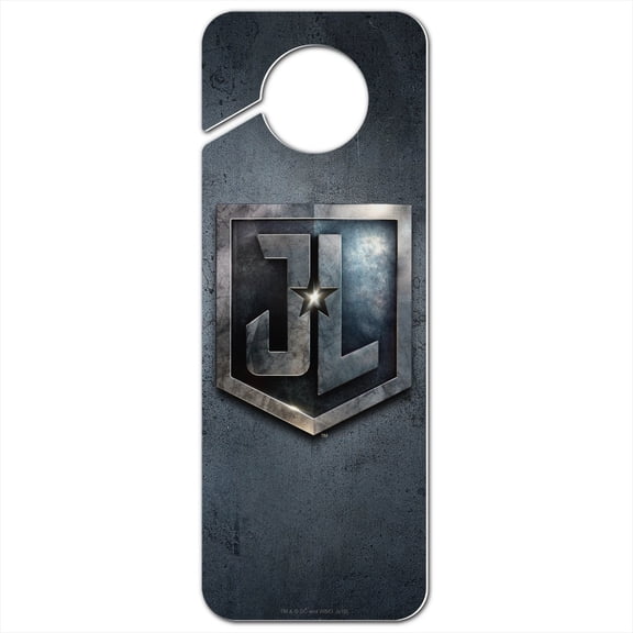 Justice League Movie Logo Plastic Door Knob Hanger Sign