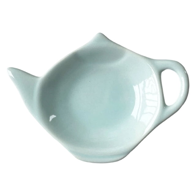 kjfeif Ceramic Teapot Shaped Tea Bag Coaster and Holder, Used Teabag Caddy Set for Organizing Tea Time and Kitchen Countertop Decor