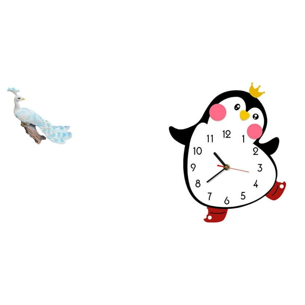 Estatua del pavo real,Estatua de pavo real,adorno de escritorio creativo y divertido,Reloj de pared,Reloj de pared silencioso y decorativo que no hace tictac,Reloj de pared silencioso de