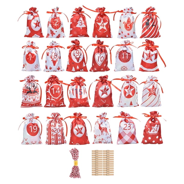 Calendarios de Adviento Perfecl Bolsas de regalo Adorno de Navidad Decorativos DIY