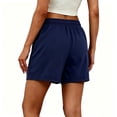 thumbnail image 5 of ClodeEU Women's High Waisted Drawstring Athletic Shorts, Elastic Waist Running Shorts with Pockets Navy,Women's Plus XXL, 5 of 5