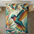 thumbnail image 3 of Lotusprinthandmade Floral Hummingbird Bedding Set (Made in Vietnam) (104x88), hummingbird and floral bedspread, hummingbird comforter set, 3 of 5
