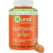 Qunol Turmeric and Ginger Gummies, Gummy with 500mg Turmeric + 50mg Ginger, For Joint Support Supplement, Ultra High Absorption Tumeric and Ginger