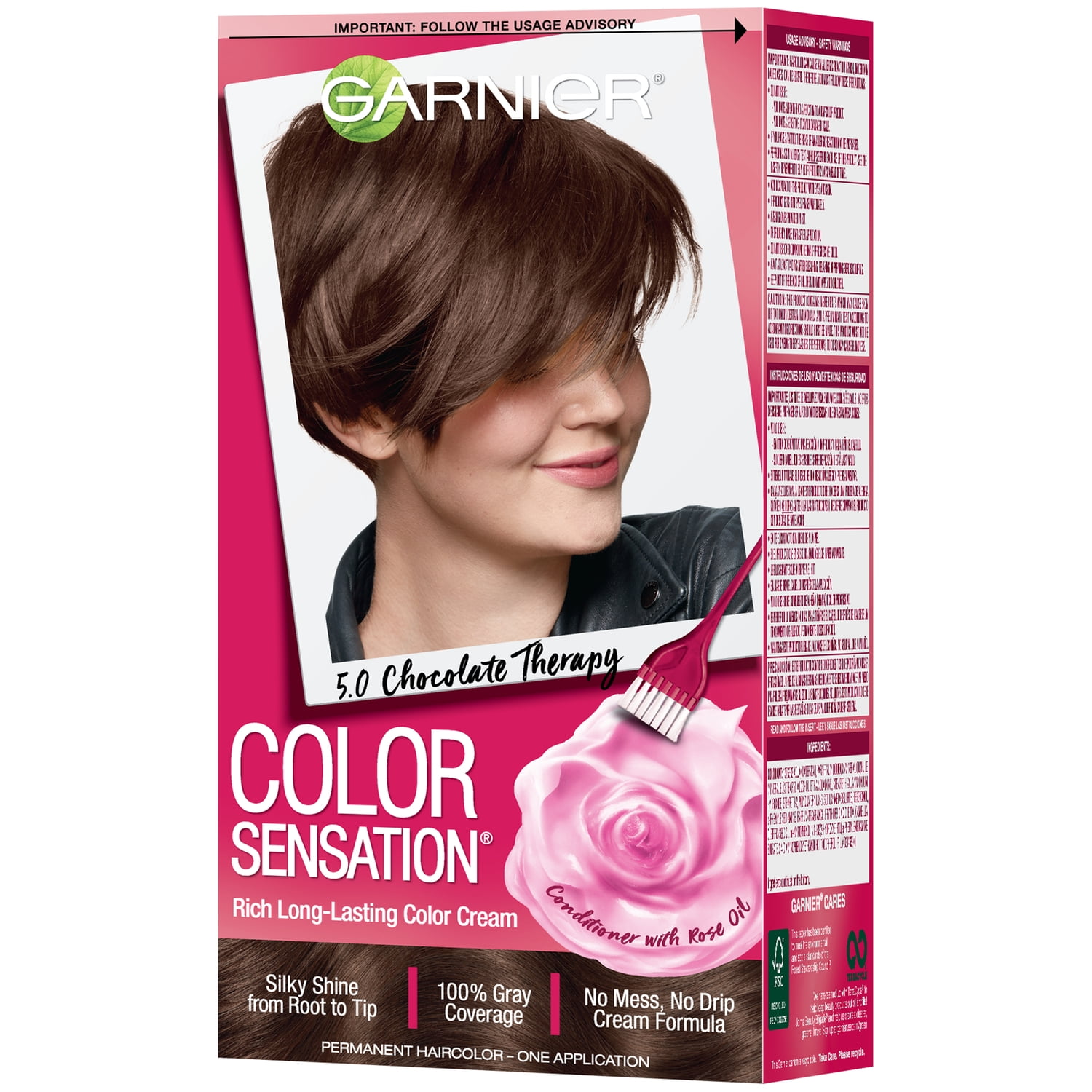 Garnier Color Sensation Hair Color Cream, 5.0 Chocolate Therapy Medium Natural Brown