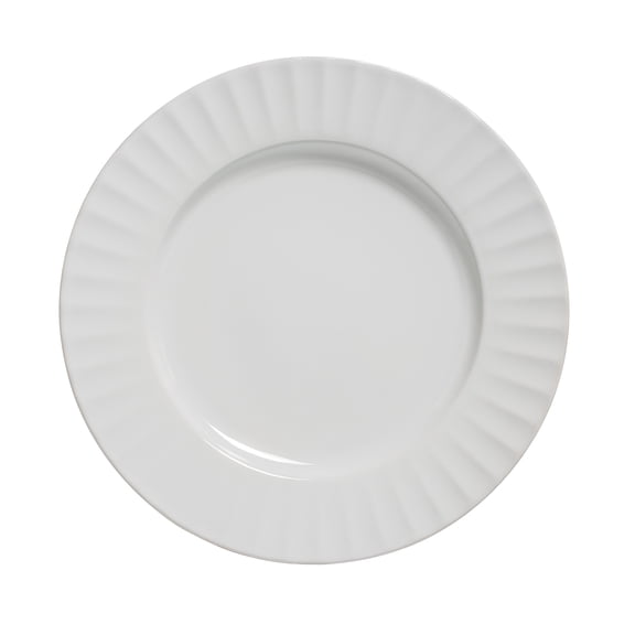 Mainstays Fluted White Ceramic Dinner Plate, 10.3 inch