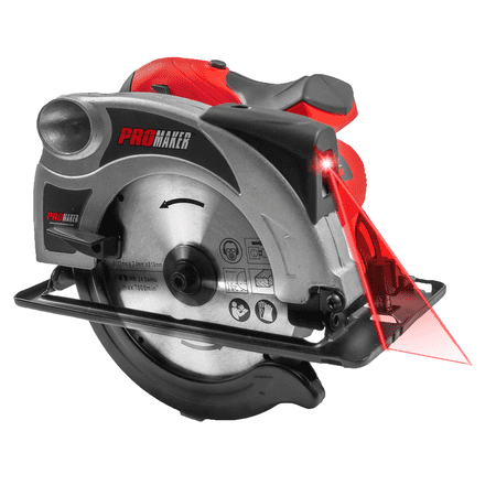 

Promaker Heavy duty Circular Saw 7 1/4 5500 RPM Power circular saw 13 AMP Circular saw corded with Laser Guide Power Saw includes wood cutting disc Wood saw 1500W. PRO-SC1500