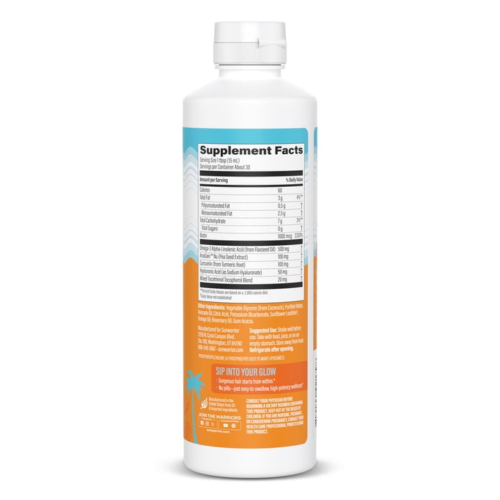Sunwarrior Oasis Liquid Hair Growth Supplement for Adults, Rosemary Citrus, 15.2 fl oz
