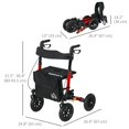 thumbnail image 2 of Déambulateur à Roulettes en Aluminium Rouge avec Siège et Sac de Rangement, Déambulateur à Roulettes Pliable avec Poignée Ajustable et Roues de 9,8 Pouces, Supporte jusqu'à 299 Lb, pour Usage Intérieur et Extérieur, 2 of 7
