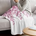 thumbnail image 6 of Flannel Throw Blanket for Couch Sofa Bed, Country Pink Leaf Soft Cozy Warm Fuzzy Blanket 60x80in, 6 of 9