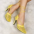 thumbnail image 4 of Vedolay Womens High Heels High Heel Ladies Heels Pointed Toe Heels Slingback Ankle Strap Wedding Shoes,Yellow 8, 4 of 4