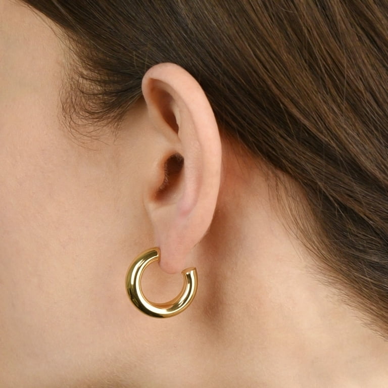 Gold Plated Chunky 5mm-6mm Thick 20mm-50mm Diameter Open Hoop