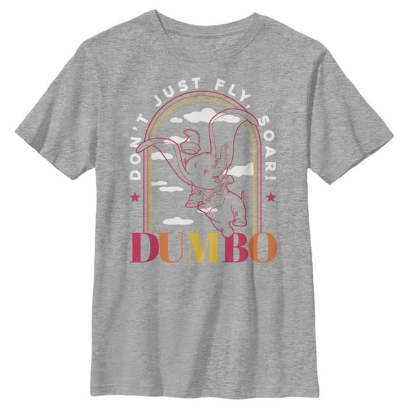 Boy's Dumbo Don't Just Fly, Soar! Arch  Graphic Tee Athletic Heather Large