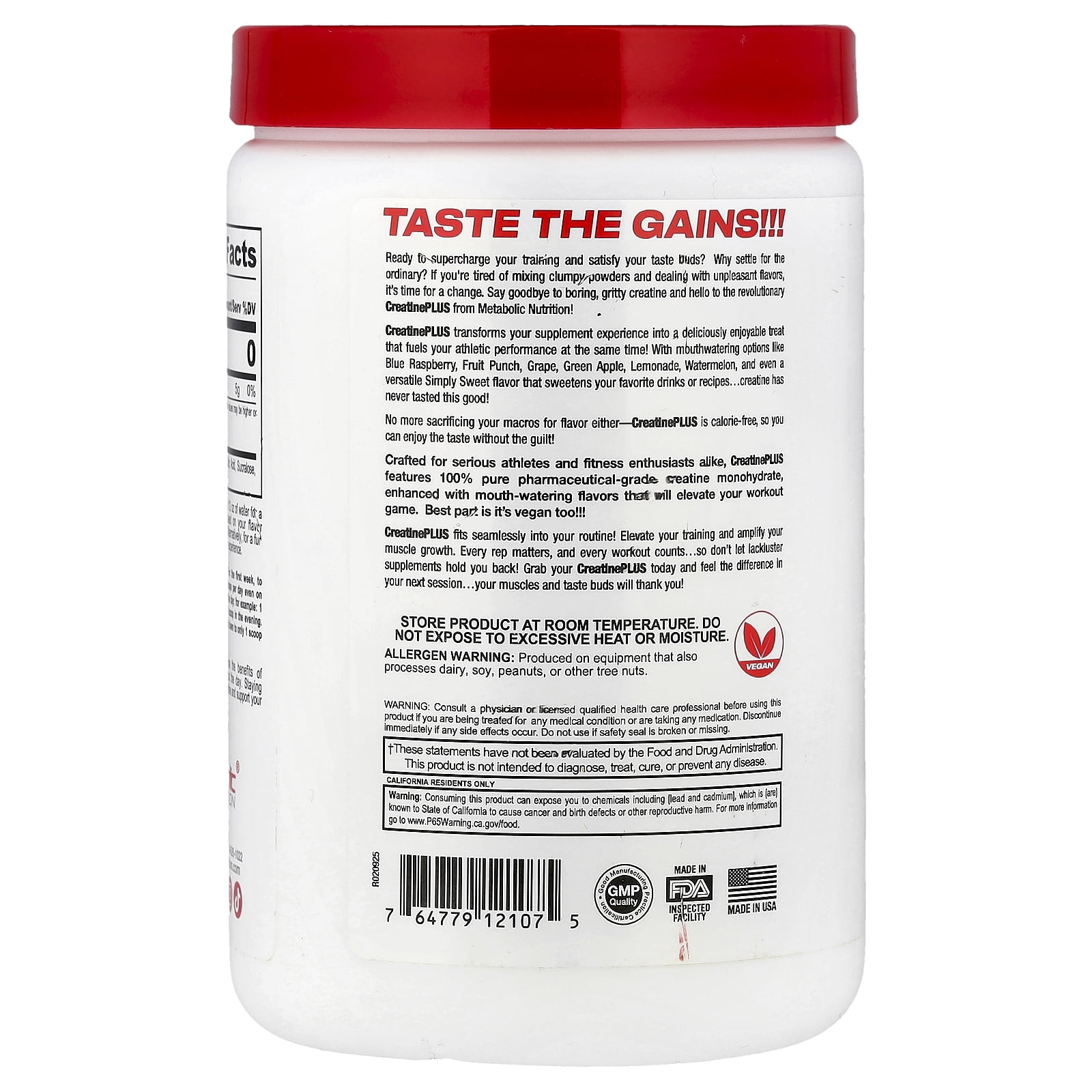Metabolic Nutrition Micronized Creatine Plus™, Watermelon, 420 g