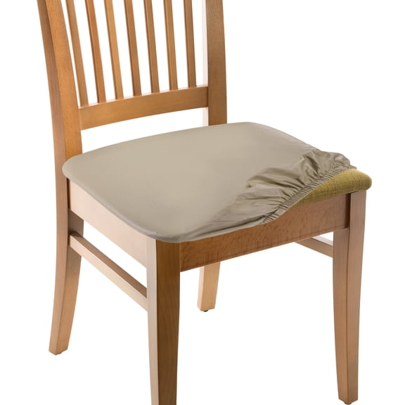 4 Pack PU Dining Chair Seat Covers, Stretch Chair Cushion Slipcovers, Waterproof Seat Protector for Dining Room, Kitchen, Bedroom, Dark Brown