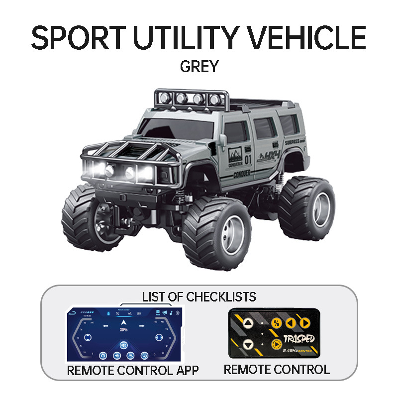 Bigfoot Monster Truck Off-Road Remote Control Car with Adjustable Speed, Lights, Shock Absorption, and Mobile Phone Control