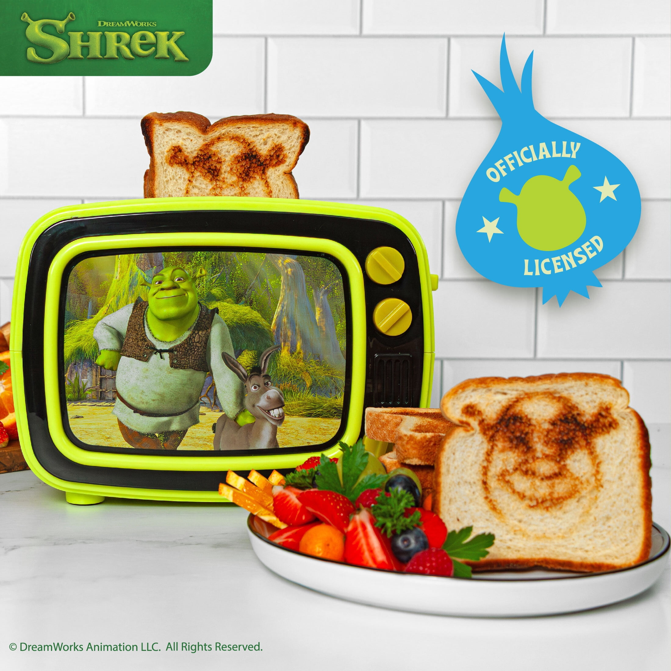 Uncanny Brands Shrek Retro TV Toaster, 2-Slice Toaster with Light-Up Frame