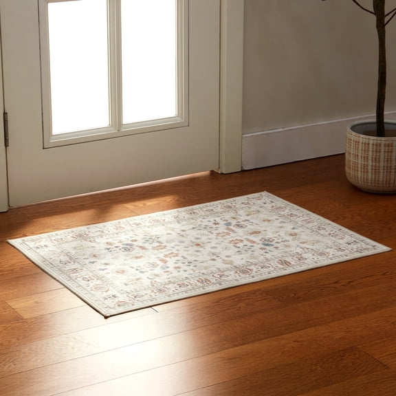 Sonive Classic Flora Area Rug 2ft x 3ft, Low Pile Non Slip, Accent Rugs for Living Room Bedroom