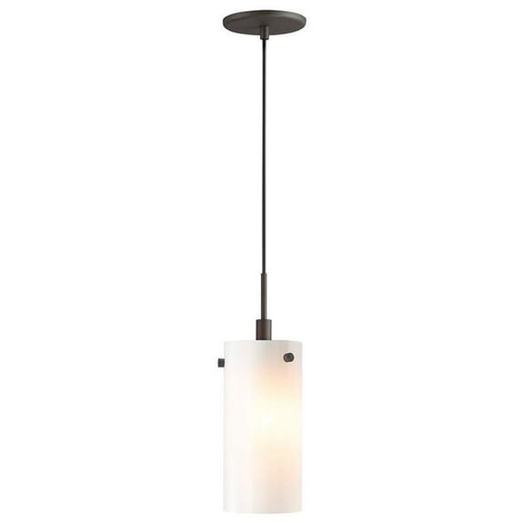 Woodbridge Lighting Tube Eclipse 1-Light Faux Opal Glass Mini Pendant in Bronze