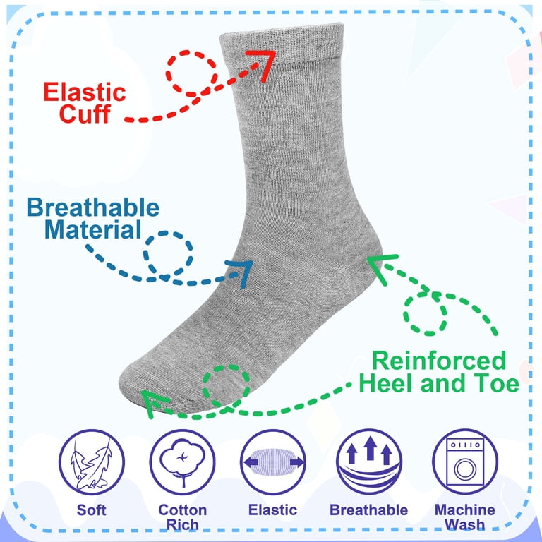 Falari Boys Cotton Crew Socks 12-Pack White photo 2