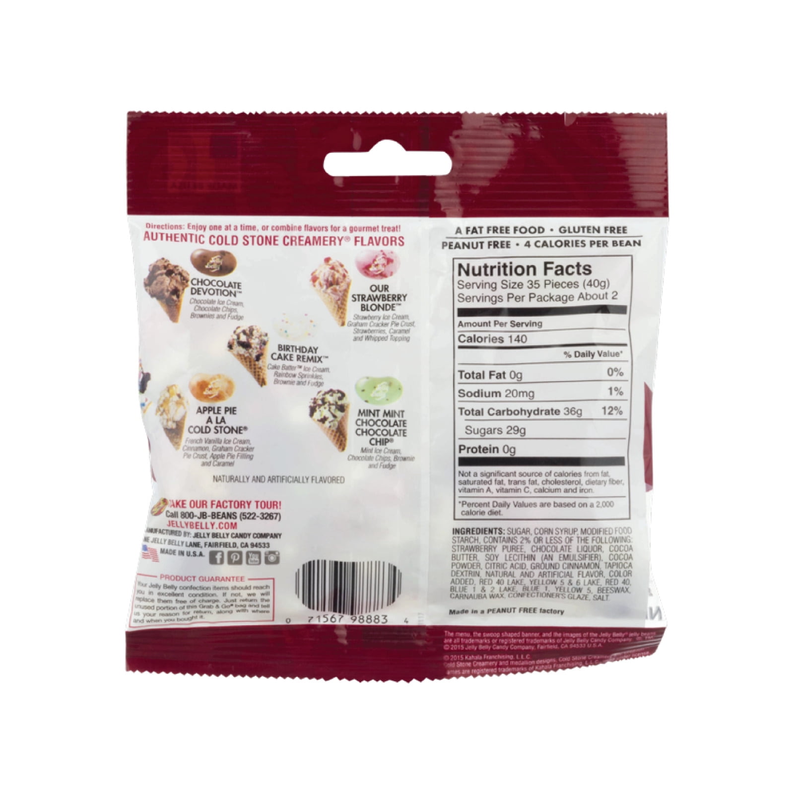 Jelly Belly Cold Stone Creamery Ice Cream Flavored Jelly Beans, 3.1 Oz Bags-6 Pack