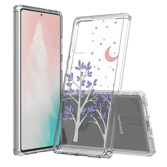 Beyond Cell compatible with Galaxy Note 20 (2020) Case, Transparent Clear Shock Absorption Cushion Bumper Corner Soft TPU   PC Cover Purple Night