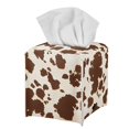 thumbnail image 2 of Renewold Modern PU Leather Square Holder Brown Cow Print Napkin Dispenser for Kitchen Bedroom Office Parlor Bathroom Decro Rustic Farmhouse Tissue Holder, 2 of 4