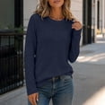 thumbnail image 6 of Women's Waffle Knit Top Crew Neck Long Sleeve Casual Pullover Blouse, 6 of 9