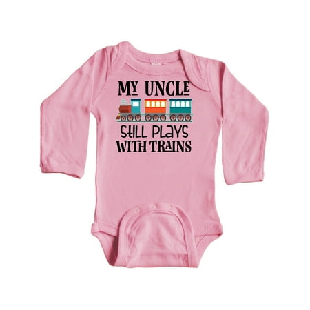 

Inktastic My Uncle Still Plays with Trains Gift Baby Boy or Baby Girl Long Sleeve Bodysuit