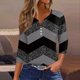 thumbnail image 2 of CHOII 50% de descuento en camisetas de mujer 2024. Camiseta con botones, manga 3/4, para uso diario, fin de semana, básica, cuello en V, blusas de mujer, mangas tres cuartos, camisetas de verano para, 2 of 5