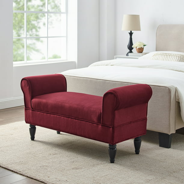 Linon Lillian Upholstered Bench Berry, Bench With Arms Upholstered