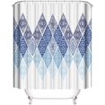 thumbnail image 1 of Bleu et Blanc Marine Imprimé Rideau de Douche avec Crochets 72x72 Pouces Extra Long Imperméable Décoration Polyester Tissu Rideaux de Bain Ensembles pour Salle de Bains, Baignoire, 1 of 6